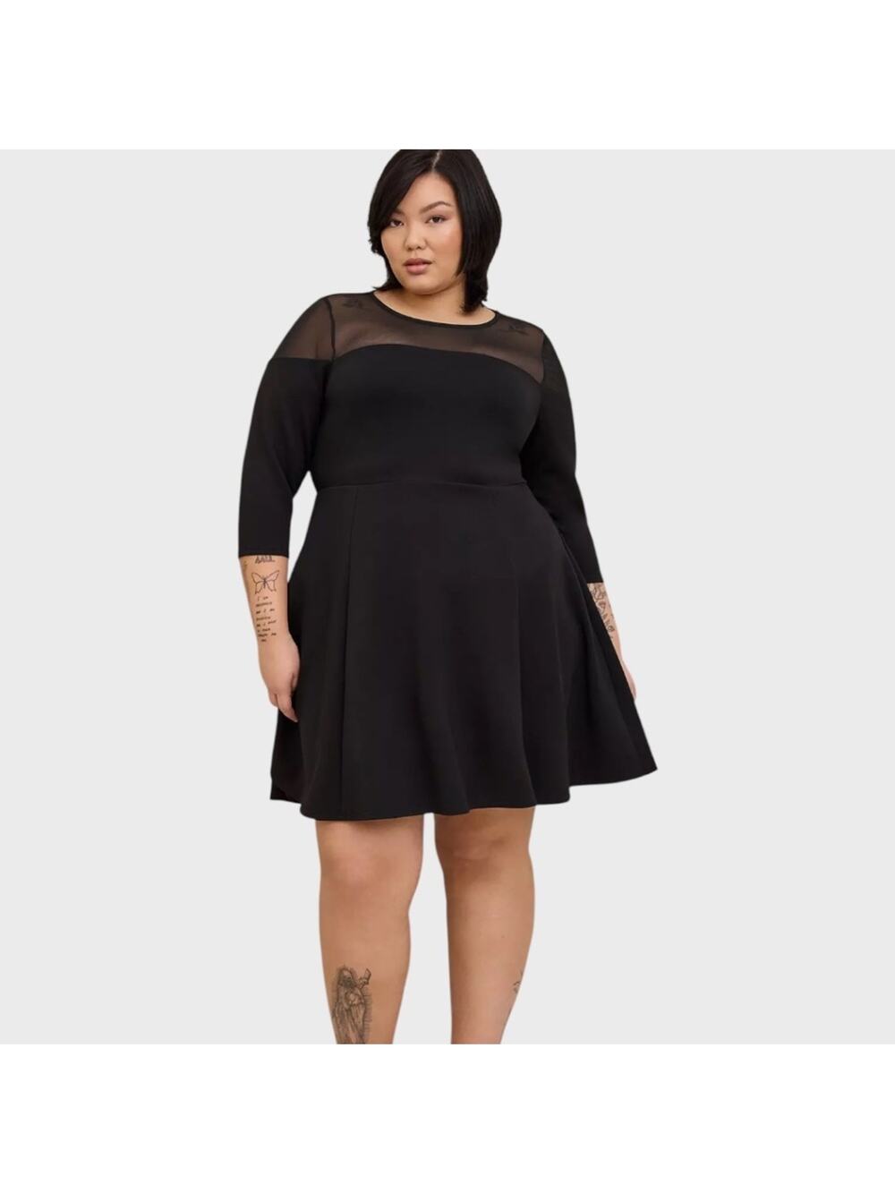 TORRID Skater Mini Dress - Cupro & Mesh Black (3/3X) NWOT